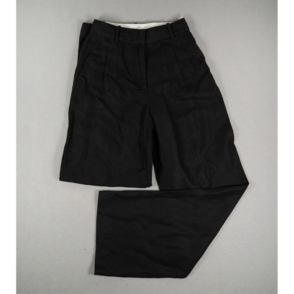 Wilfred Womens The Effortless Pant High Waisted Wide Leg Trousers Black 4 Linen